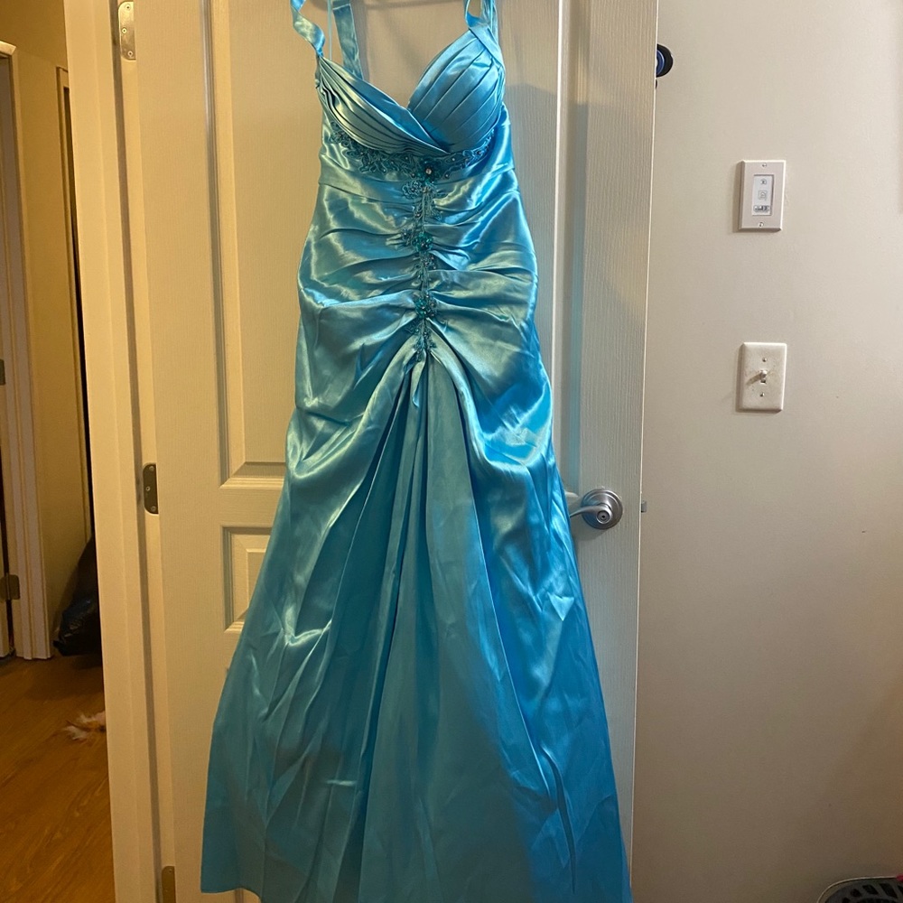 Light blue Halter prom dress